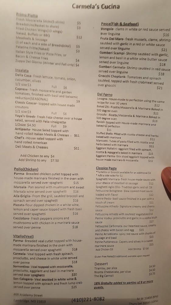Carmela's Cucina Menu image 4